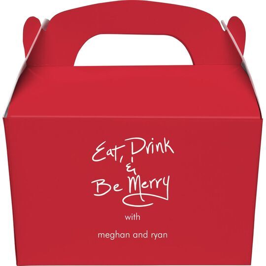 Fun Eat Drink & Be Merry Gable Favor Boxes